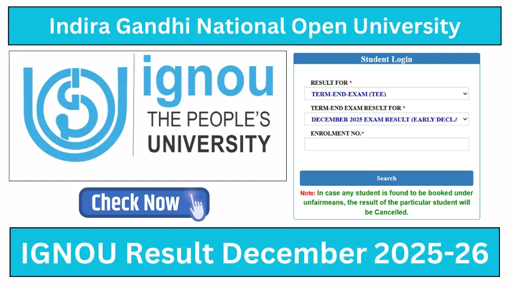 IGNOU Result December 2025-26